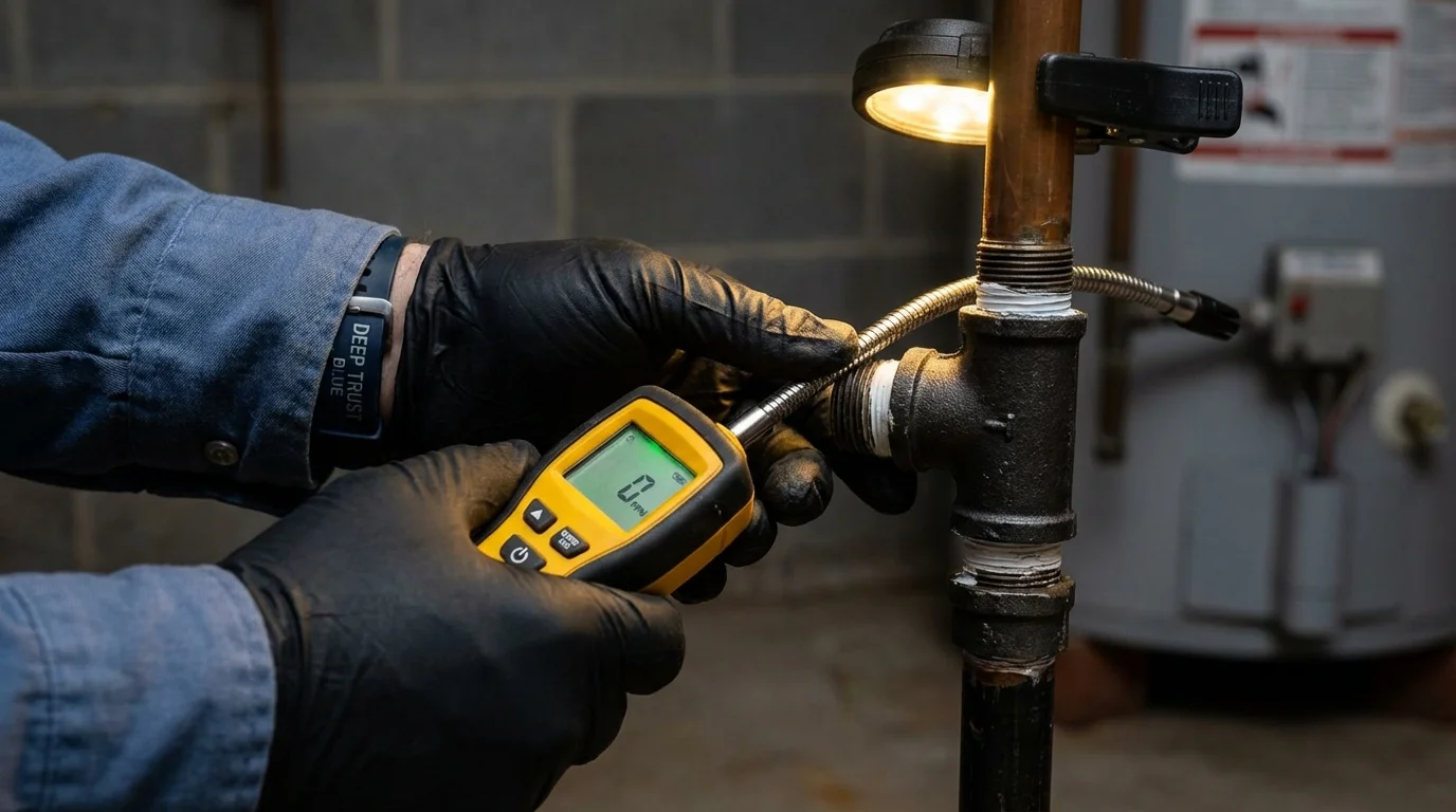 Gas leak detection with electronic sniffer by Johns Plumbing LLC in Iola